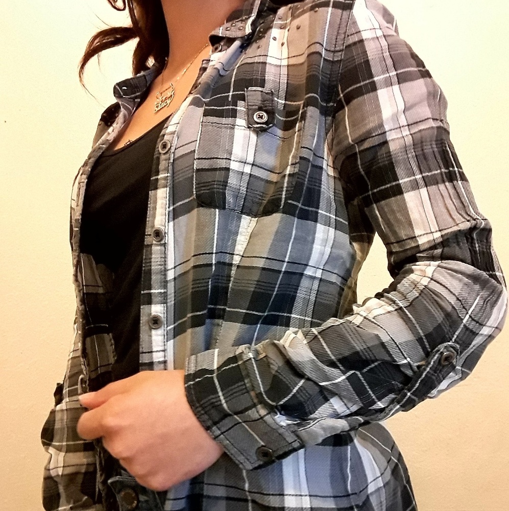 Flannel with beading at the top